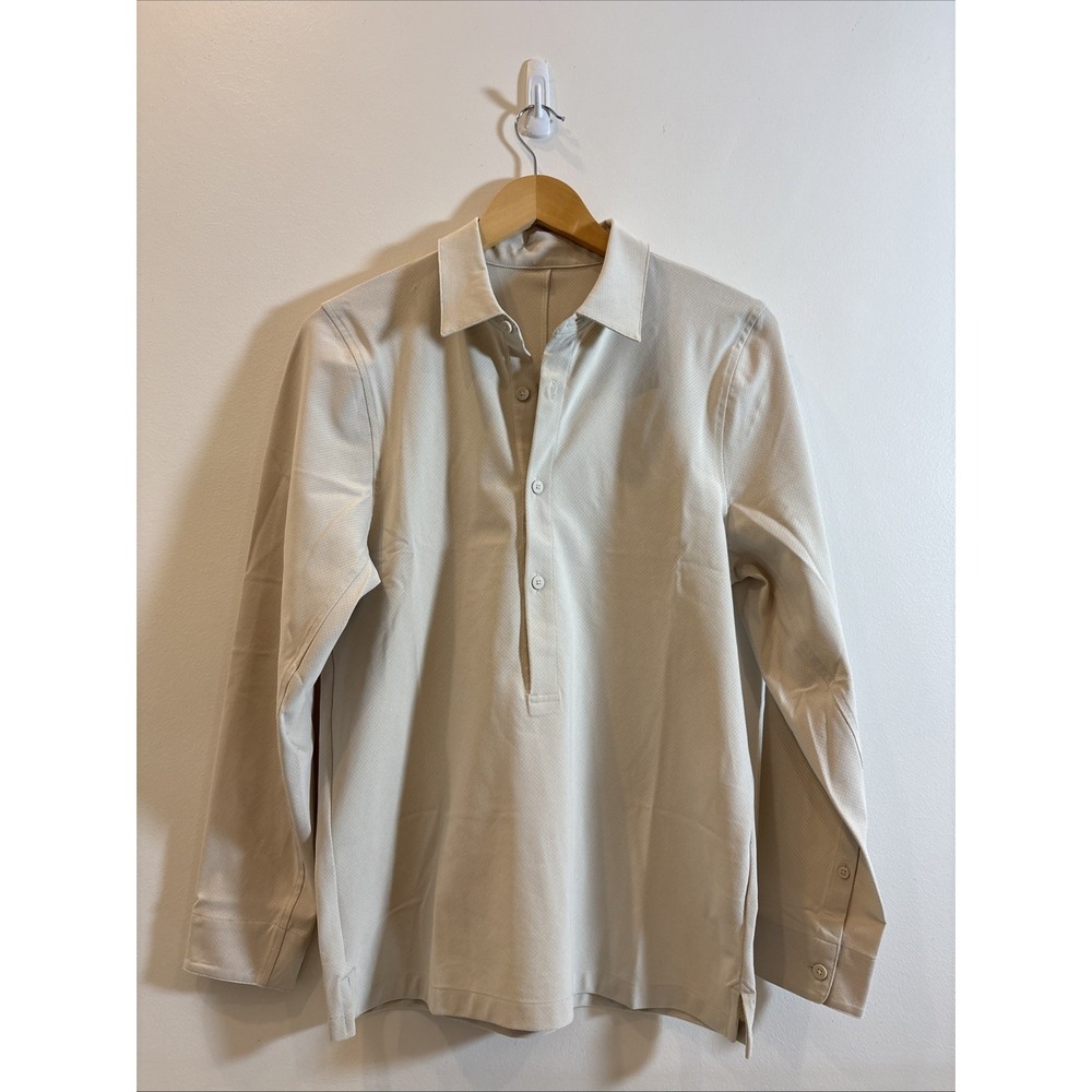 Lululemon WovenAir Half Button Lightweight Pullover Men's Size Small Ivory Beige - Picture 2 of 10